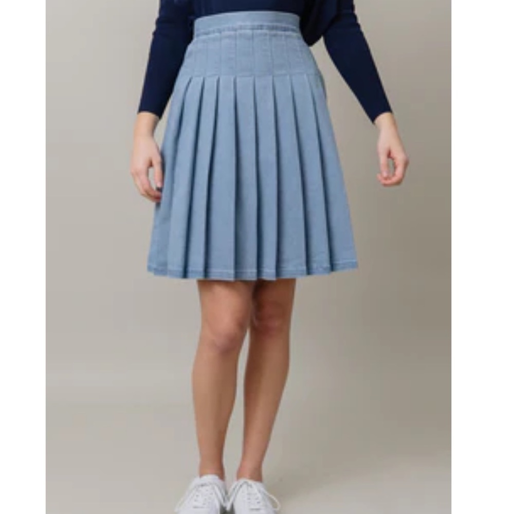 Apparalel denim pleated skirt